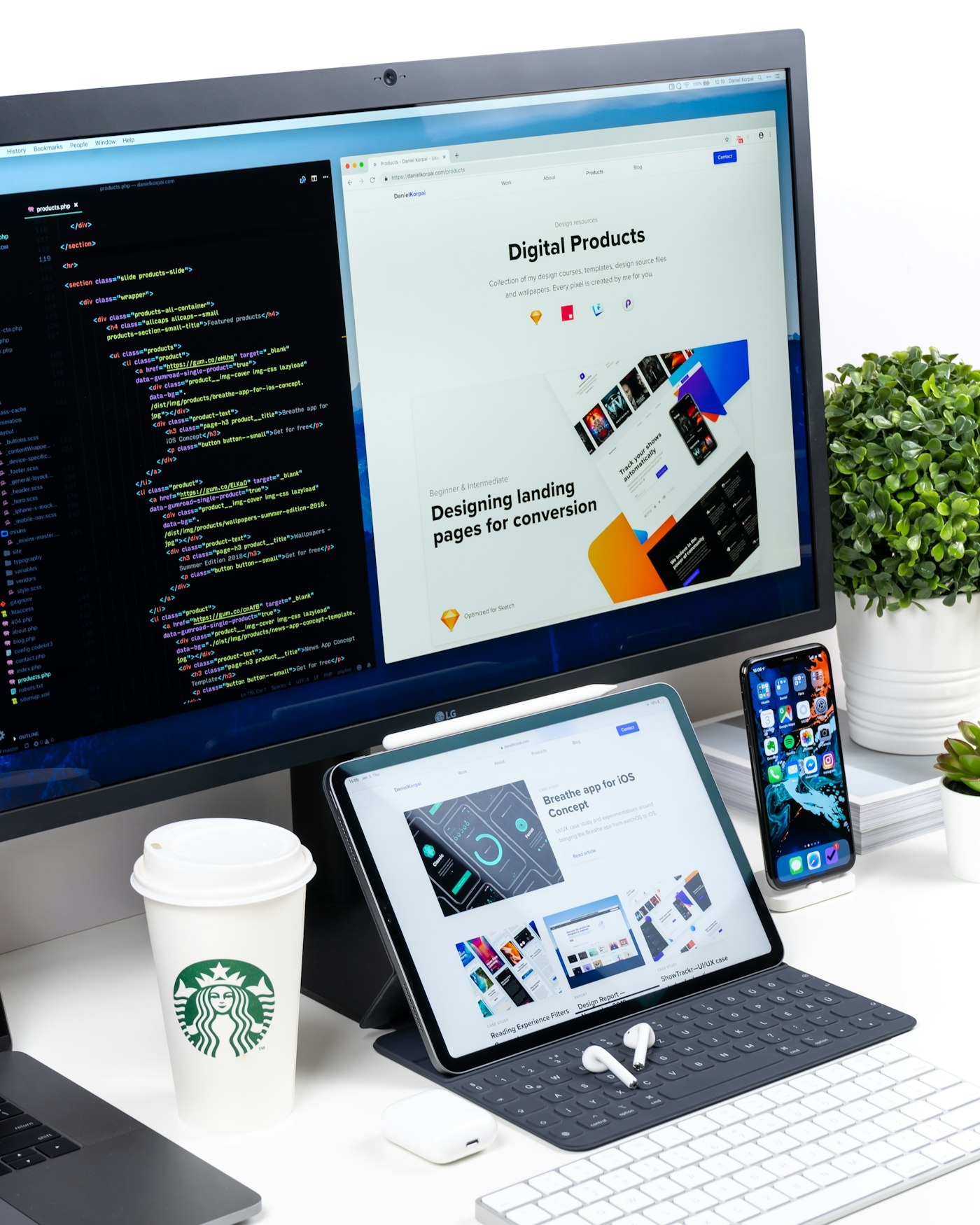Modern website designs on multiple devices